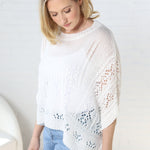 Mya Poncho Knit Sweater - White