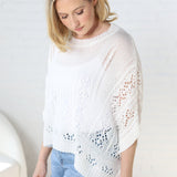 Mya Poncho Knit Sweater - White