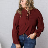 Myla Front Tie Top - Wine FINAL SALE