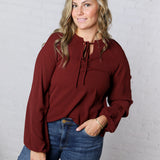 Myla Front Tie Top - Wine FINAL SALE