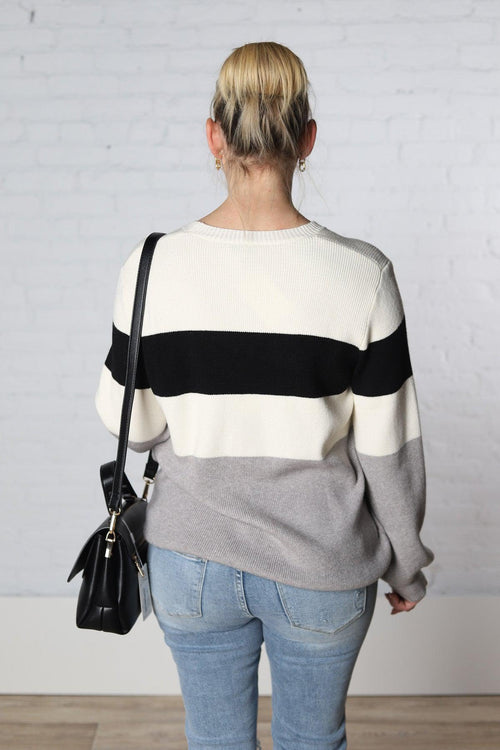 Mylah Block Stripe Sweater - Grey