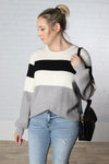 Mylah Block Stripe Sweater - Grey