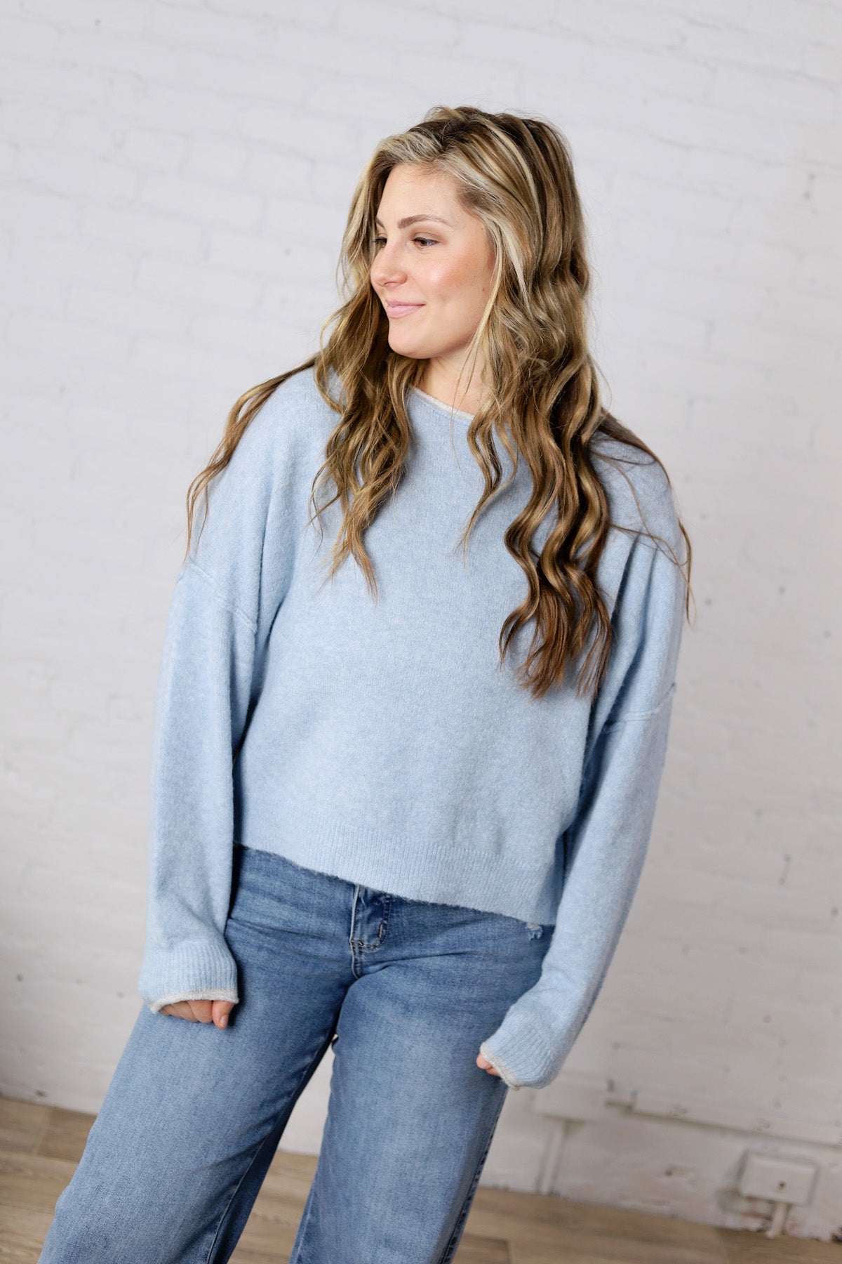 Nadine Relaxed Knit Pullover - Blue