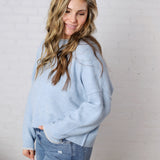 Nadine Relaxed Knit Pullover - Blue