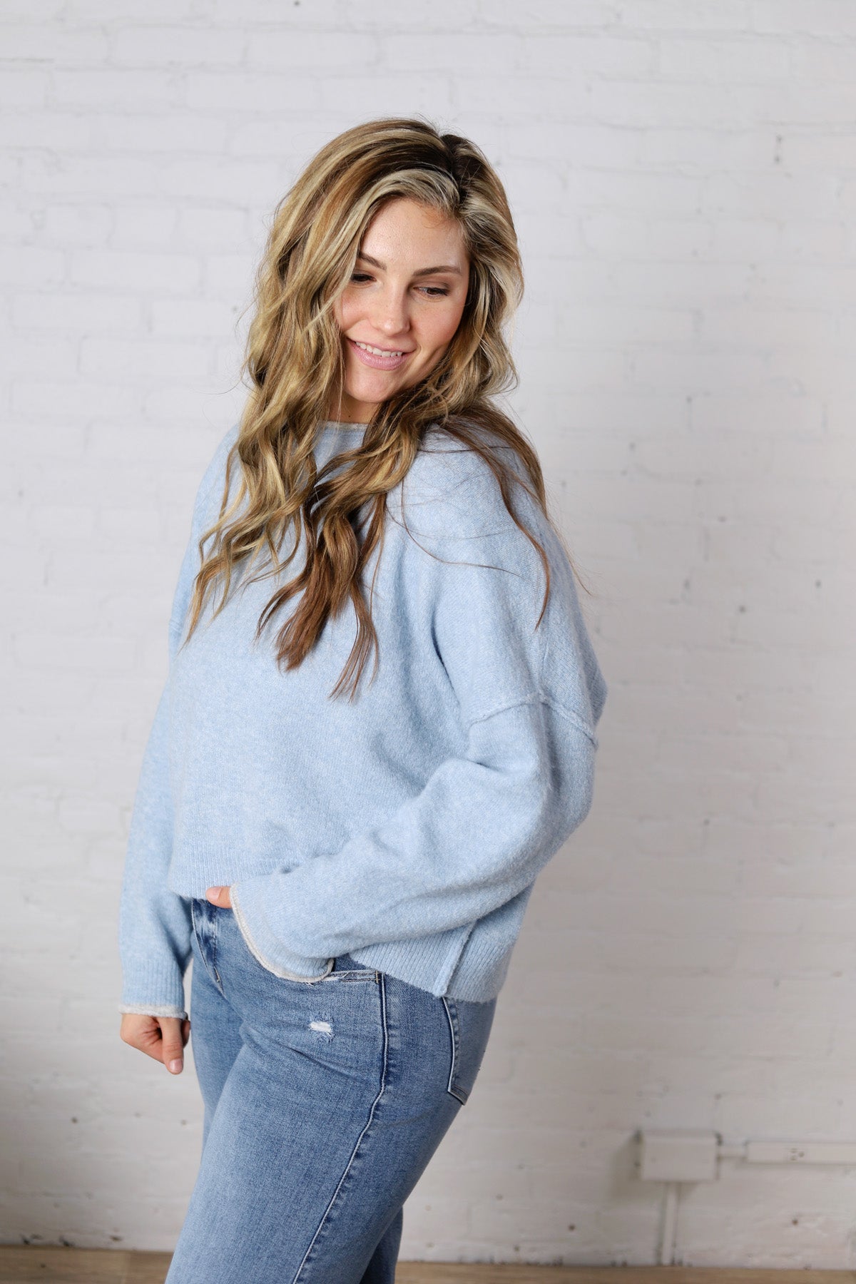 Nadine Relaxed Knit Pullover - Blue
