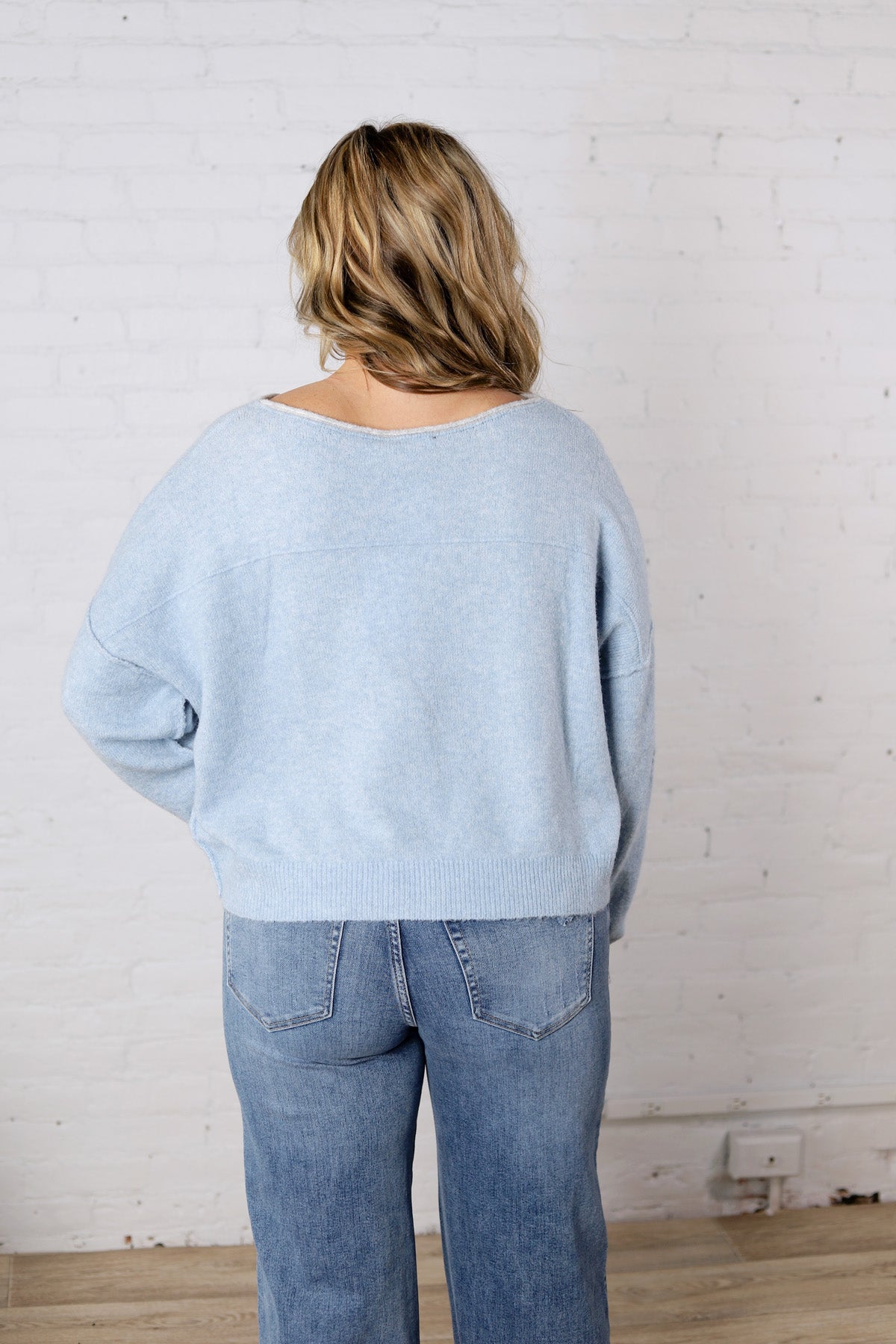 Nadine Relaxed Knit Pullover - Blue
