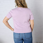 Nalia Cashmere Blended Short Sleeve Sweater - Lavender