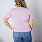Nalia Cashmere Blended Short Sleeve Sweater - Lavender