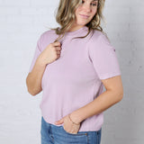 Nalia Cashmere Blended Short Sleeve Sweater - Lavender