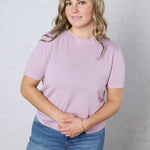 Nalia Cashmere Blended Short Sleeve Sweater - Lavender