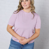 Nalia Cashmere Blended Short Sleeve Sweater - Lavender