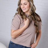 Nalia Cashmere Blended Short Sleeve Sweater - Taupe