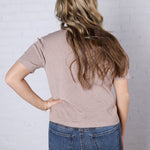 Nalia Cashmere Blended Short Sleeve Sweater - Taupe