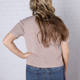 Nalia Cashmere Blended Short Sleeve Sweater - Taupe