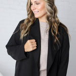 Naya Drape Open Front Coat Jacket - Black