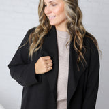 Naya Drape Open Front Coat Jacket - Black