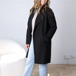 Naya Drape Open Front Coat Jacket - Black
