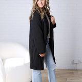 Naya Drape Open Front Coat Jacket - Black