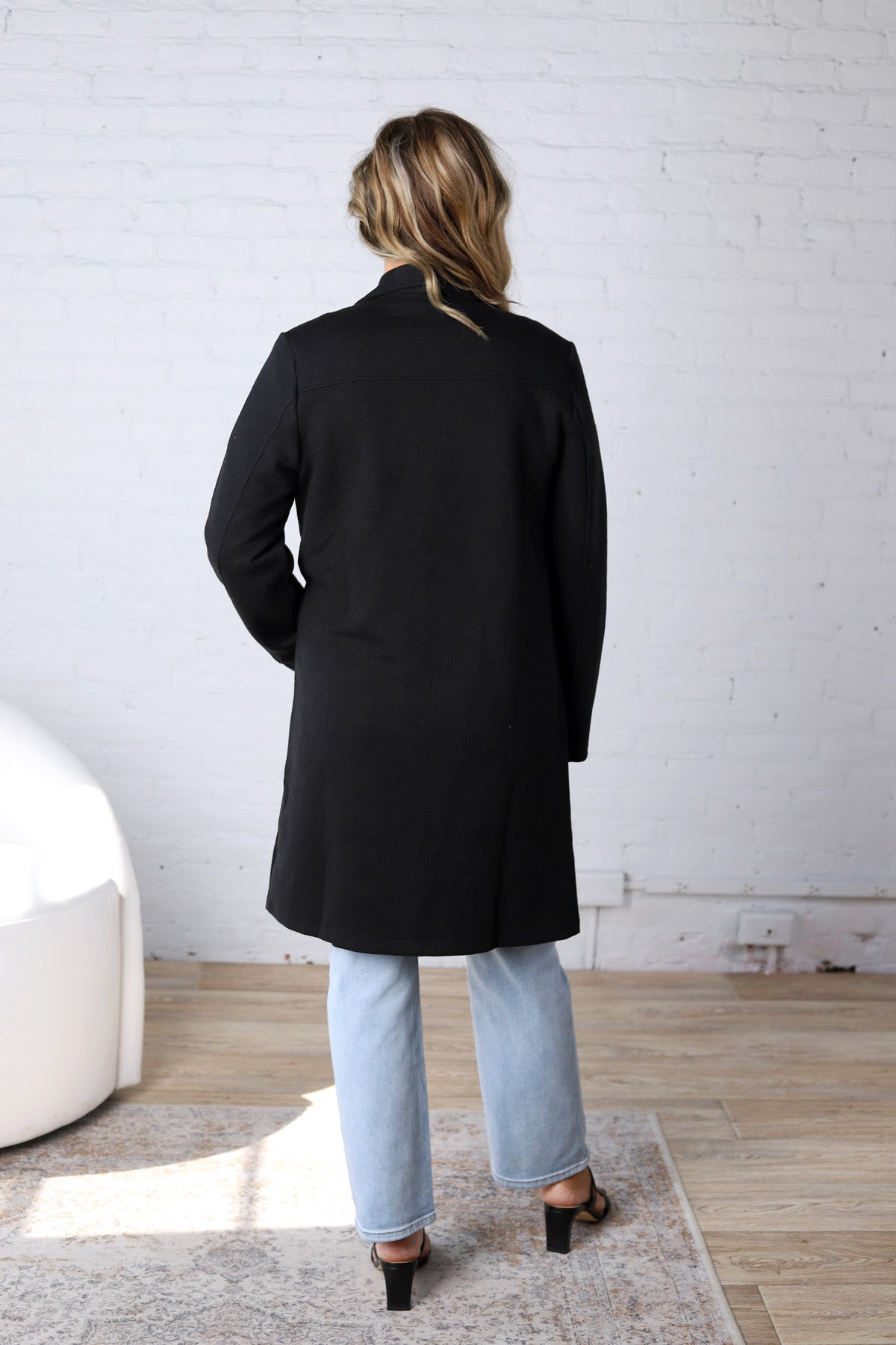 Naya Drape Open Front Coat Jacket - Black