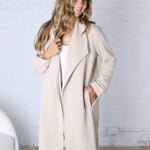 Naya Drape Open Front Coat Jacket - Oatmeal