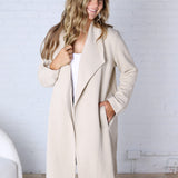 Naya Drape Open Front Coat Jacket - Oatmeal