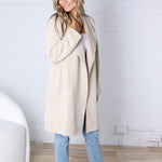 Naya Drape Open Front Coat Jacket - Oatmeal