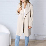 Naya Drape Open Front Coat Jacket - Oatmeal