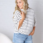 Nellie Oversized Stripe Knit Top - White/Black