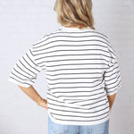 Nellie Oversized Stripe Knit Top - White/Black