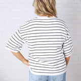 Nellie Oversized Stripe Knit Top - White/Black