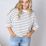 Nellie Oversized Stripe Knit Top - White/Black