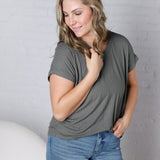 Nelly Ribbed Short Sleeve Top - Army Green