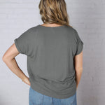 Nelly Ribbed Short Sleeve Top - Army Green