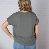 Nelly Ribbed Short Sleeve Top - Army Green