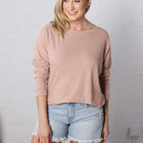 Neriah Heather Ribbed Boat Neck Top