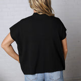 Nerra Mock Neck Boxy Top - Black