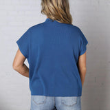 Nerra Mock Neck Boxy Top - Classic Blue