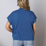 Nerra Mock Neck Boxy Top - Classic Blue FINAL SALE
