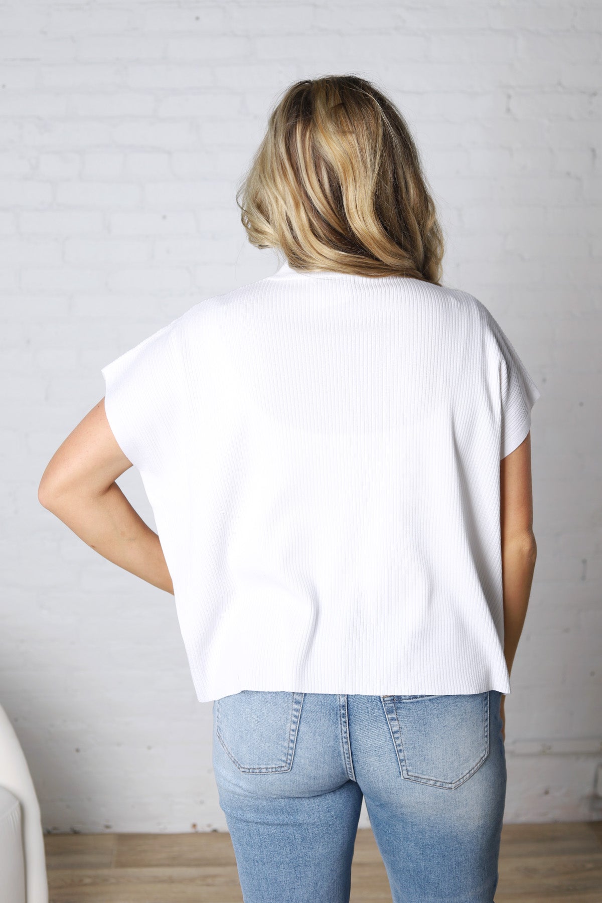 Nerra Mock Neck Boxy Top - Ivory