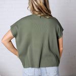 Nerra Mock Neck Boxy Top - Lt Olive