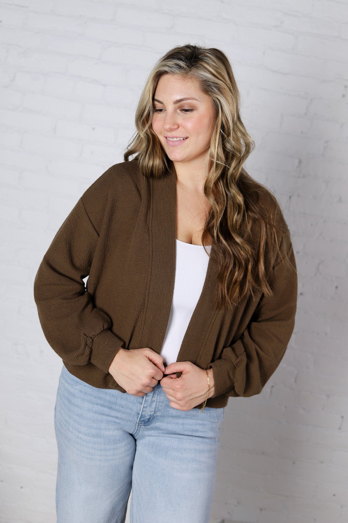 Nessa Cropped Cardigan - Brown