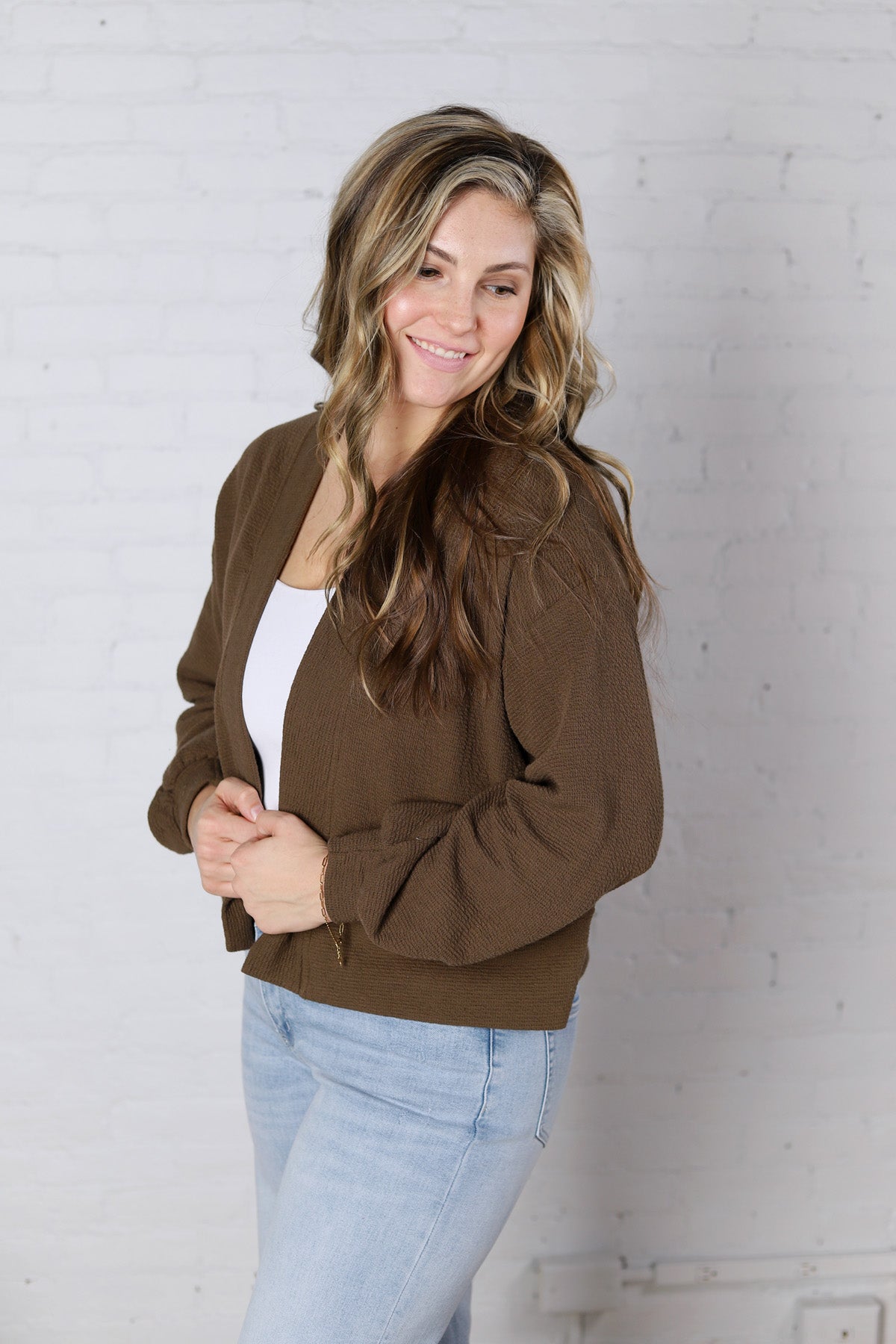 Nessa Cropped Cardigan - Brown