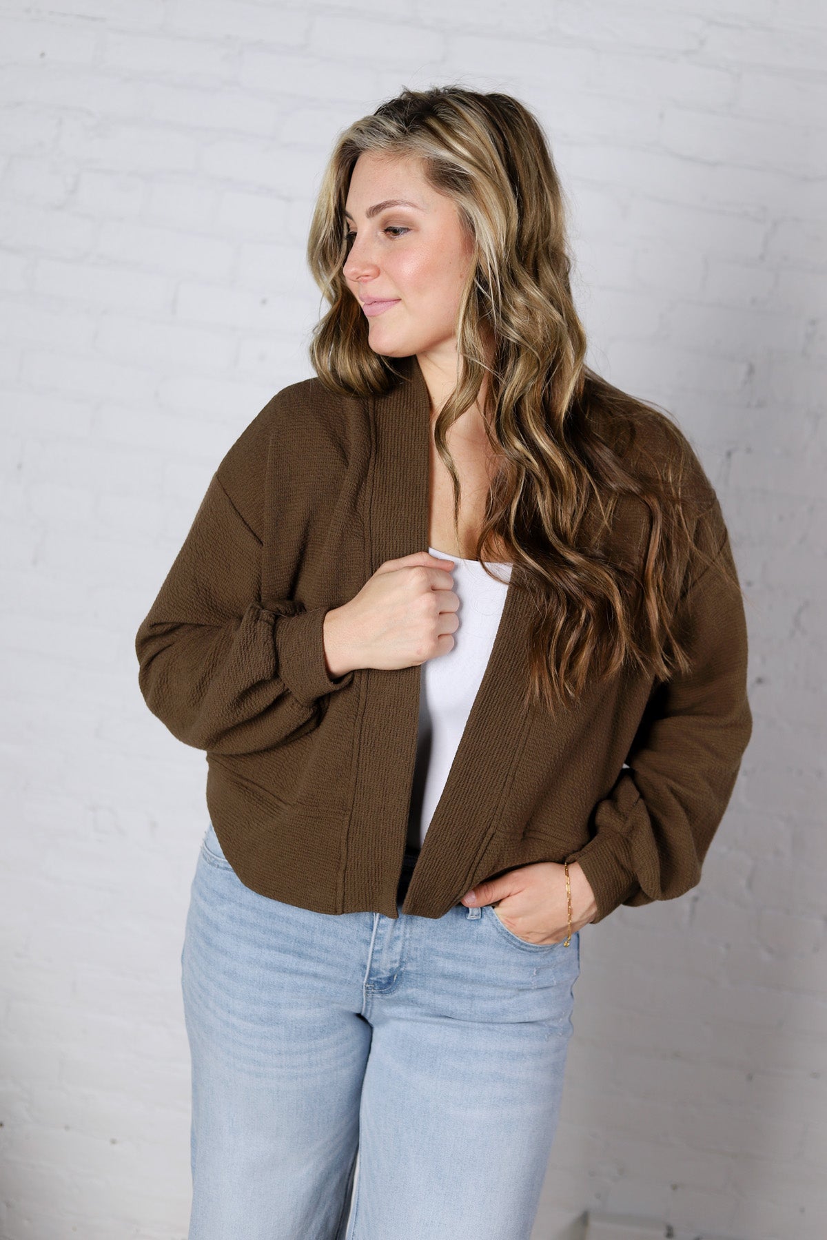 Nessa Cropped Cardigan - Brown