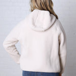 Nessa Sherpa Fleece Zipper Hoodie Jacket - Ecru
