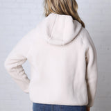 Nessa Sherpa Fleece Zipper Hoodie Jacket - Ecru