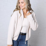Nessa Sherpa Fleece Zipper Hoodie Jacket - Ecru