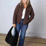 Nessa Sherpa Fleece Zipper Hoodie Jacket - Espresso