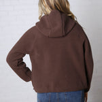 Nessa Sherpa Fleece Zipper Hoodie Jacket - Espresso
