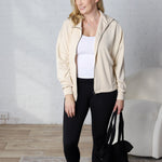 Nia Casual High Neck Zip Up Jacket - Alpaca