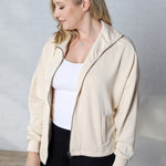 Nia Casual High Neck Zip Up Jacket - Alpaca